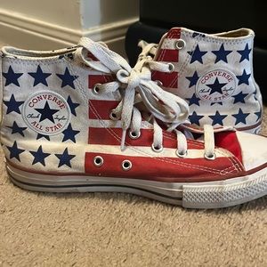 Stars and Stripes Converse High Top - Kids Size 4